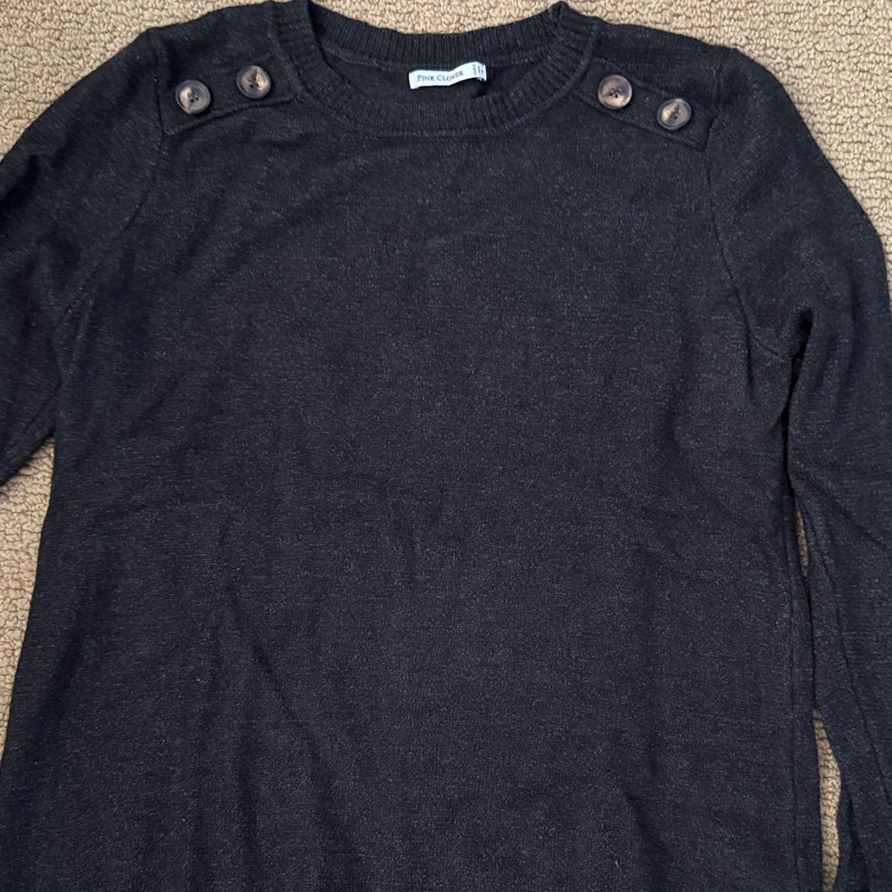Pink Clover Black Crew Neck Sweater